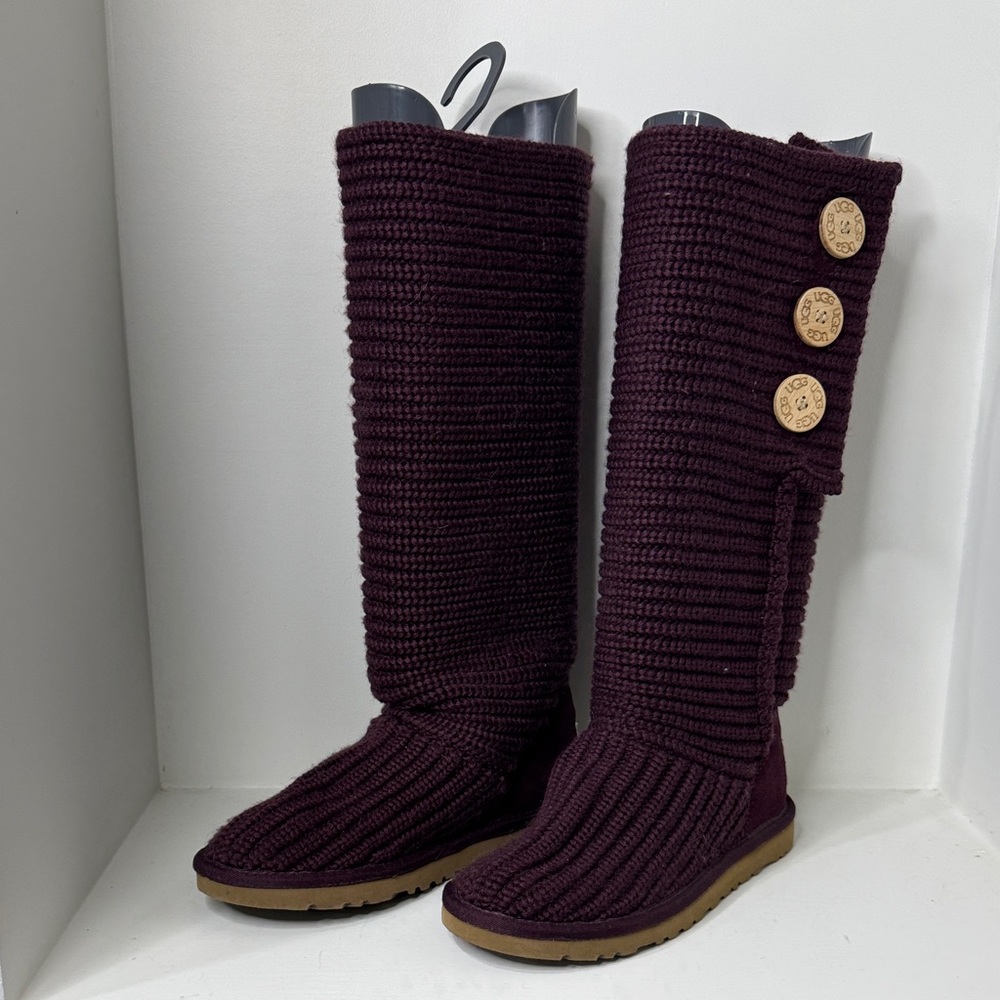 UGG Purple Knit Boots with Button Accents